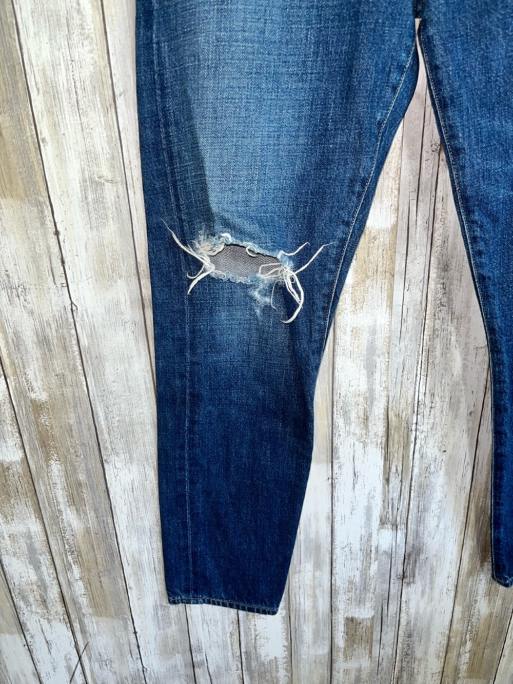 Citizens of Humanity Liya High Rise Classic Fit Crop Jeans Distressed Blue Denim - Picture 3 of 11